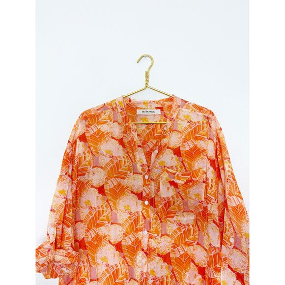 Free People Tropical Hawaiian Maxi Tunic Top Size Medium Lightweight Boho Resort - Picture 4 of 13